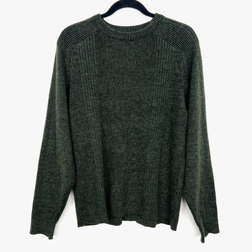 Sonoma‎ Dark Olive Green Ribbed Crewneck Sweater Men's Medium
